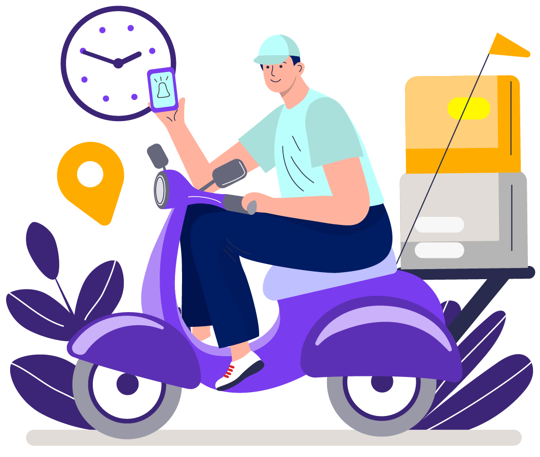 Illustration of a rider on a scooter checking his phone