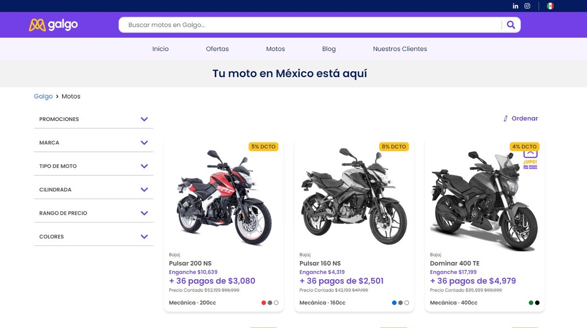 financiamiento de motos - Galgo México