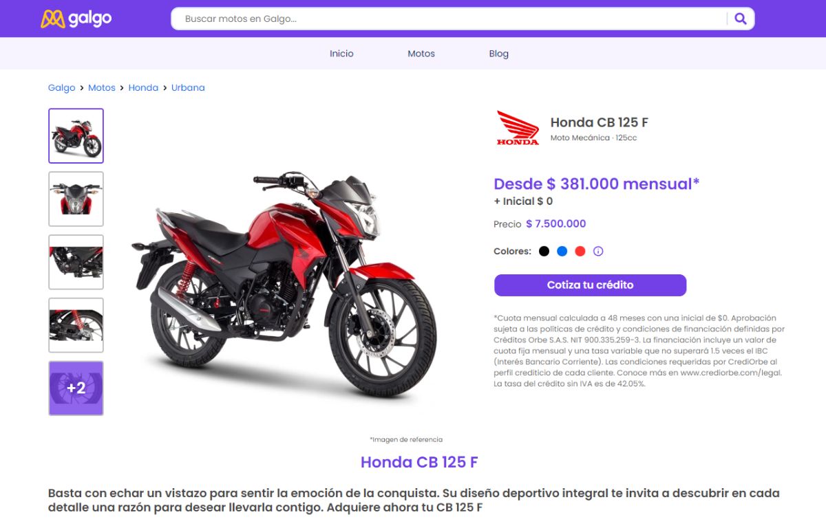Crédito para moto - Modelo