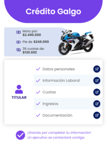 Moto a crédito en Chile - Galgo